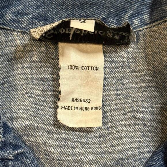 VTG Y2K Metal Studded Bedazzled Rhinestone Crop Blue Denim Jean Vest Size Small - Picture 5 of 11